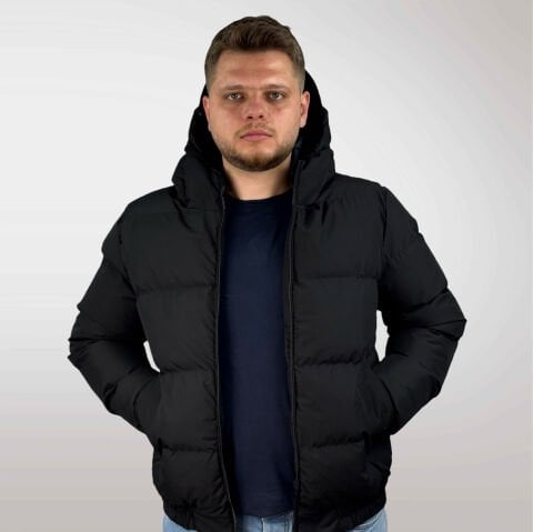 Erkek Kışlık Şişme Mont-Siyah