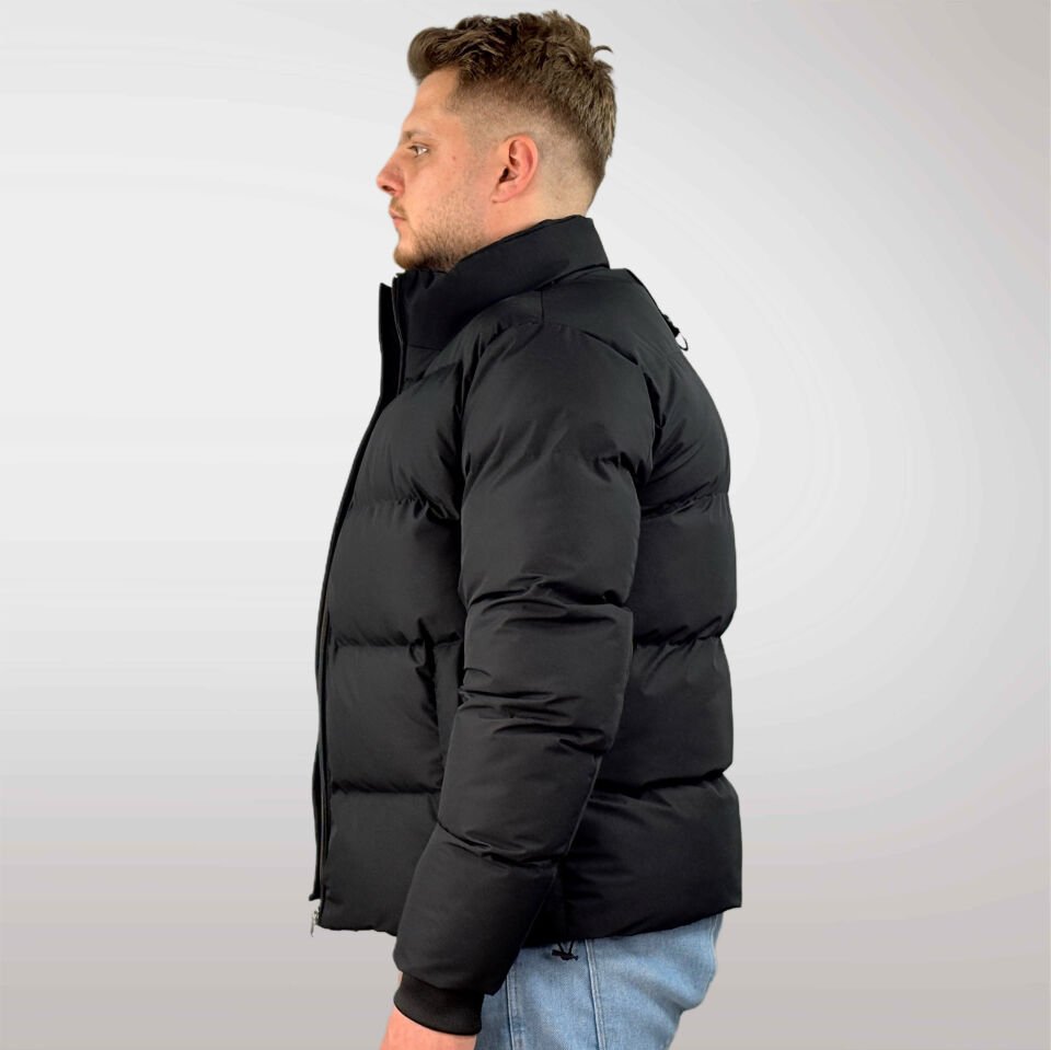 Erkek Kapüşonsuz Şişme Mont-Siyah