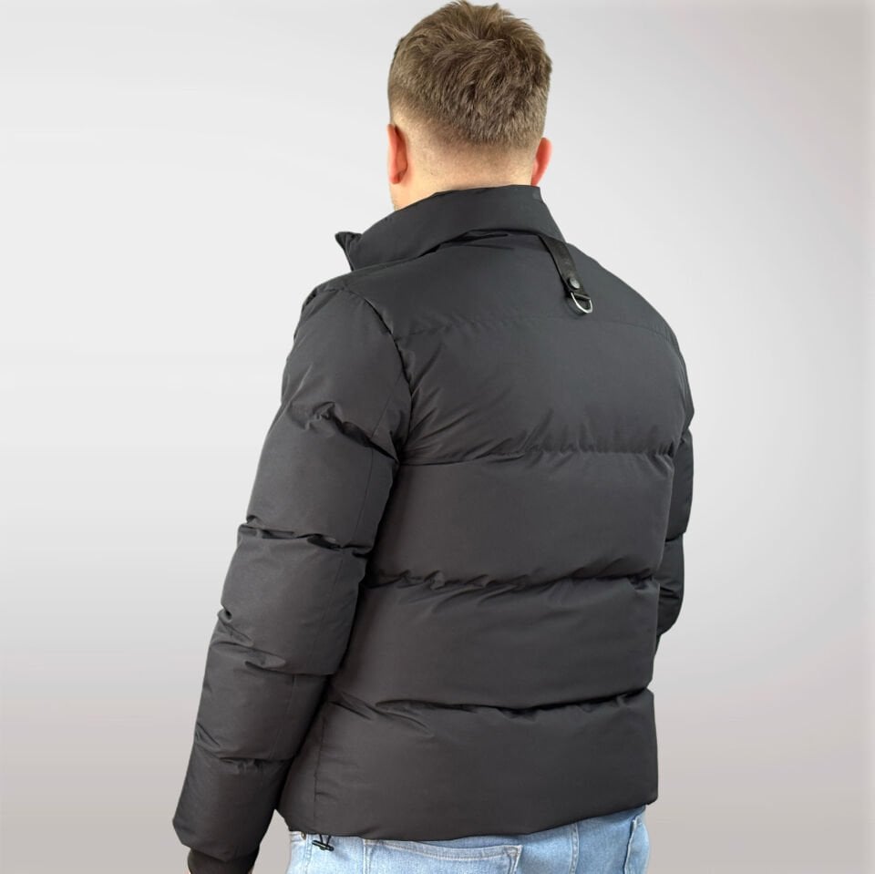 Erkek Kapüşonsuz Şişme Mont-Siyah