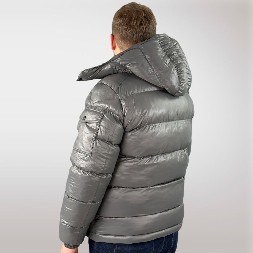 Erkek Şişme Çıkarılabilir Kapüşonlu Mont-Antrasit