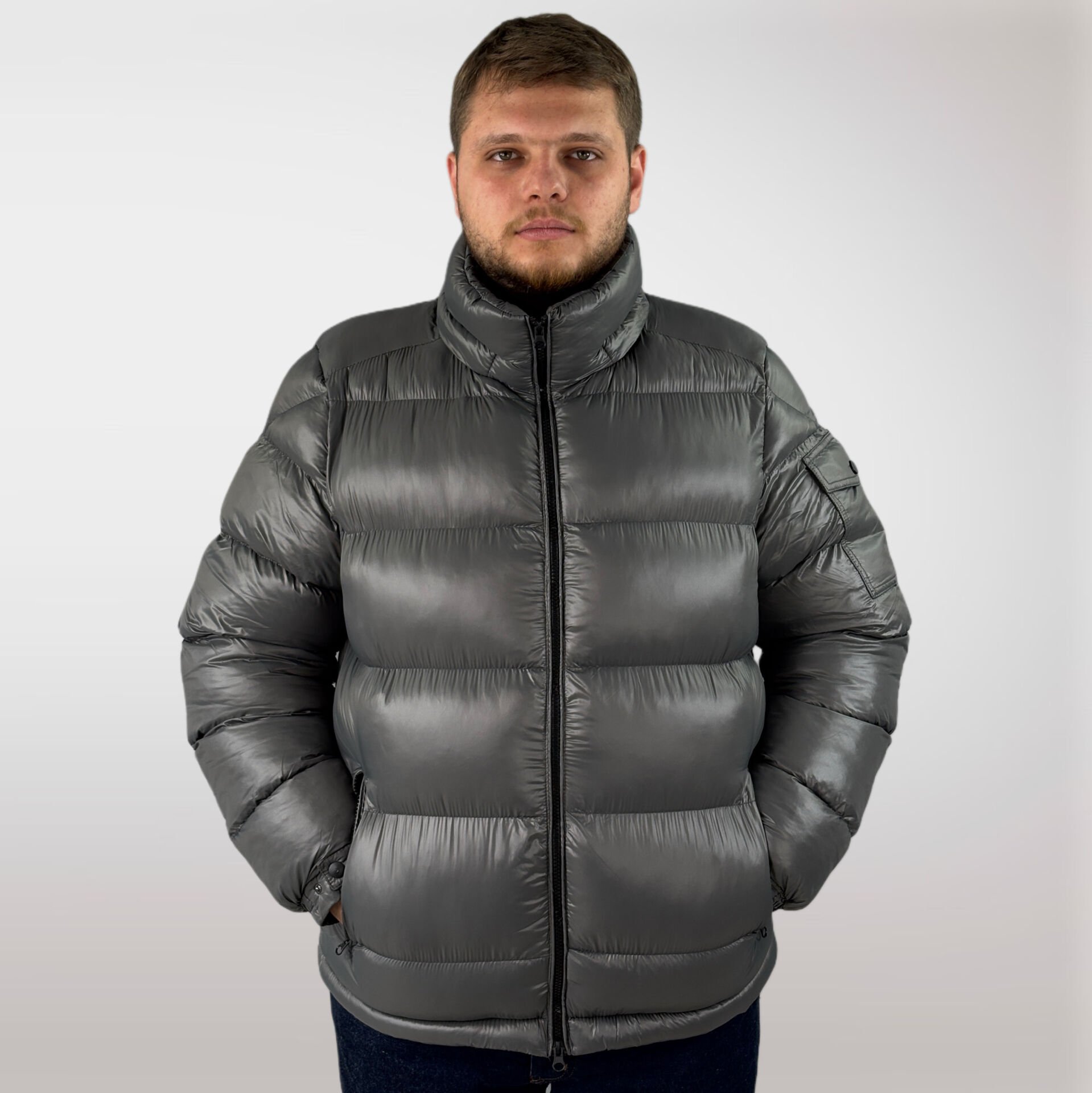 Erkek Şişme Çıkarılabilir Kapüşonlu Mont-Antrasit