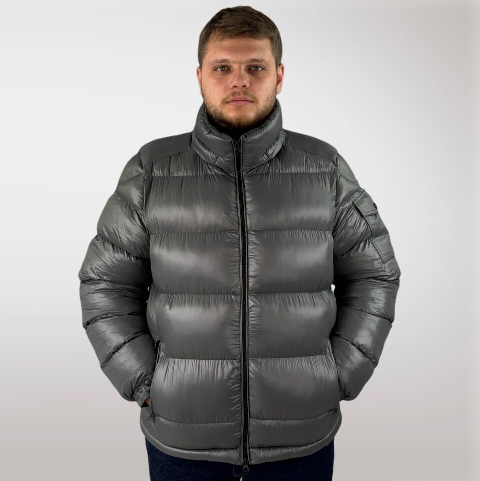 Erkek Şişme Çıkarılabilir Kapüşonlu Mont-Antrasit