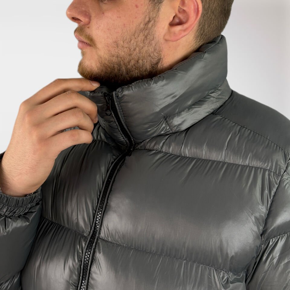 Erkek Şişme Çıkarılabilir Kapüşonlu Mont-Antrasit