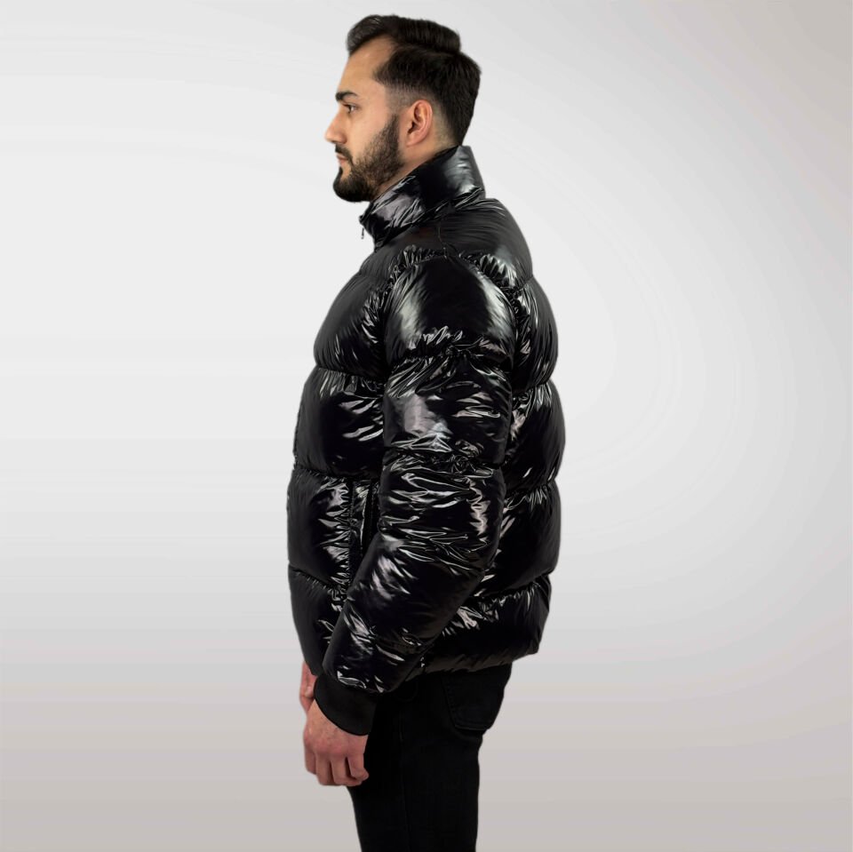 Parlak Siyah Şişme Mont