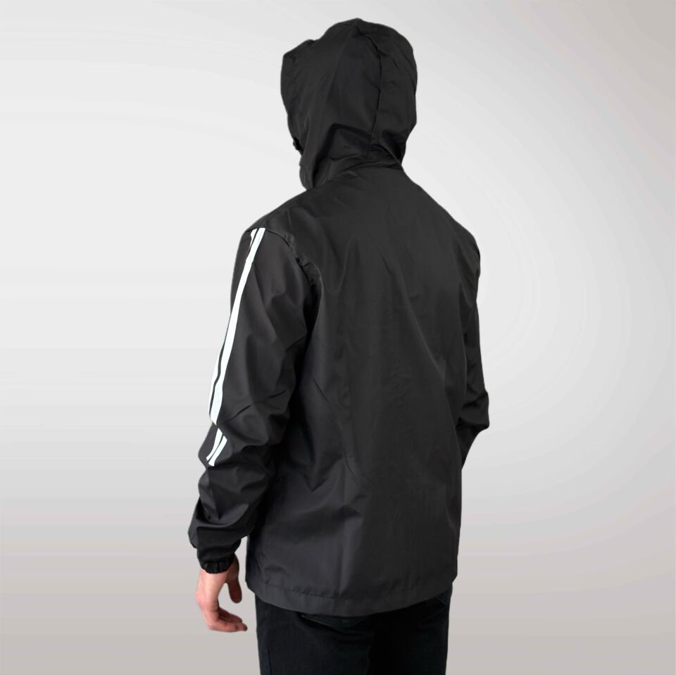 Erkek Şerit Detaylı Yağmurluk-Siyah