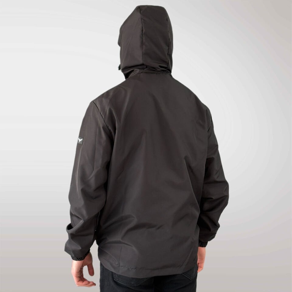 Premium Siyah Fermuarlı Kapüşonlu Rüzgarlık