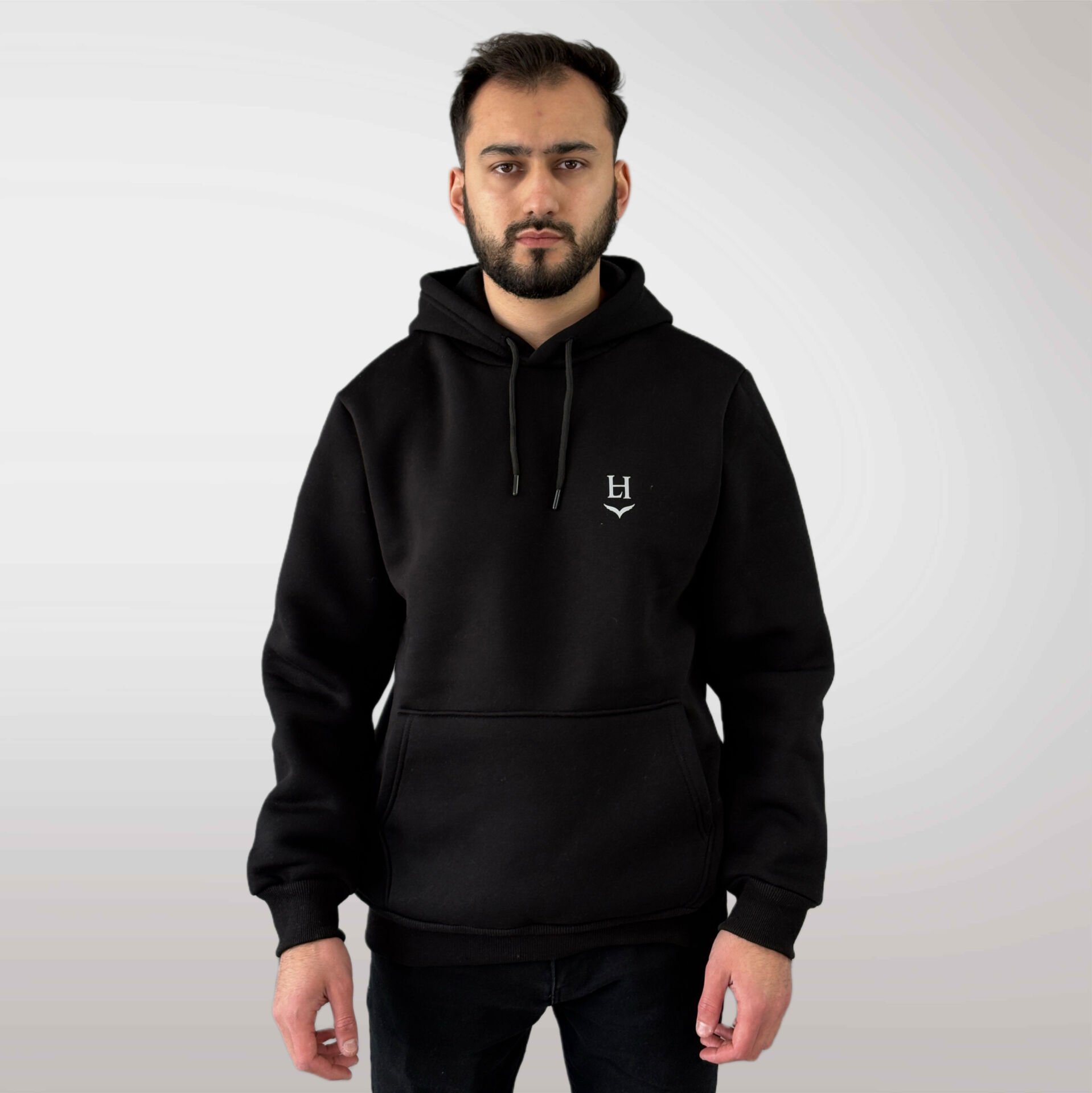Unisex Logo Detaylı Kapüşonlu Sweatshirt-Siyah