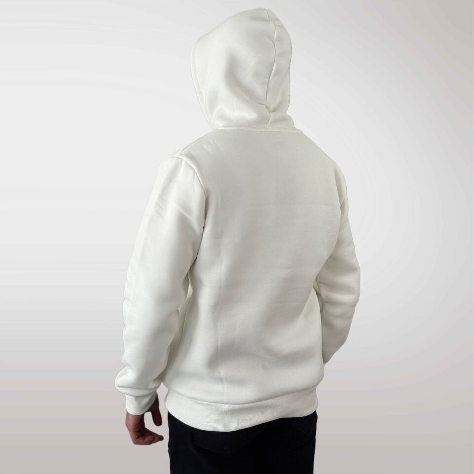 Unisex Logo Detaylı Kapüşonlu Sweatshirt-Beyaz