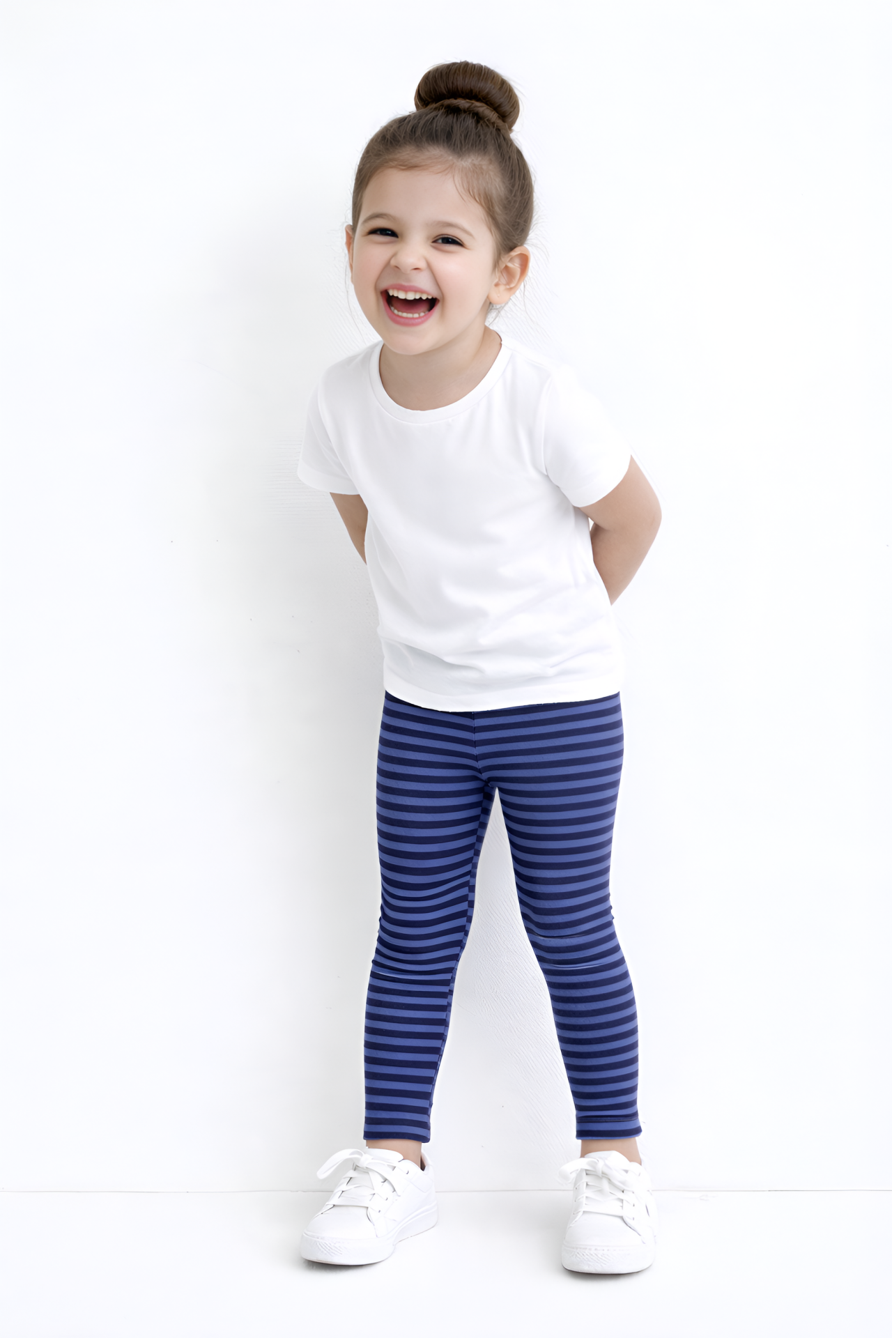 Lacivert Çizgili Çocuk Tayt