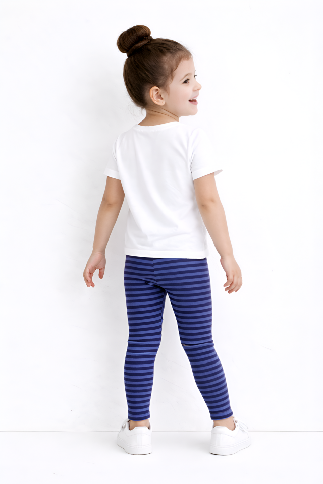 Lacivert Çizgili Çocuk Tayt