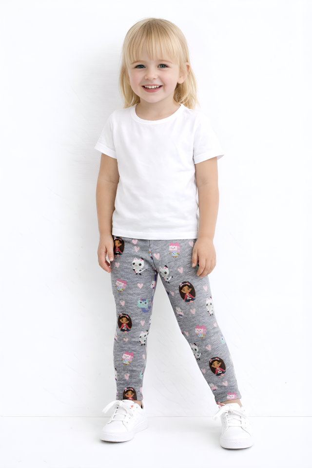 Kız Çocuk Desenli Gri Tayt