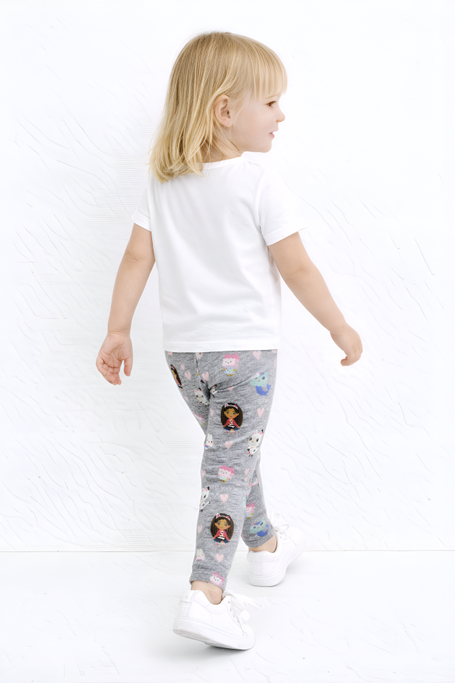 Kız Çocuk Desenli Gri Tayt