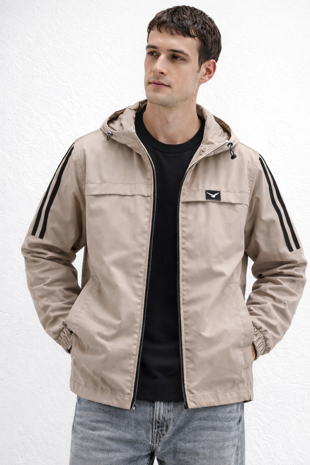 Erkek Taş Rengi Yağmurluk