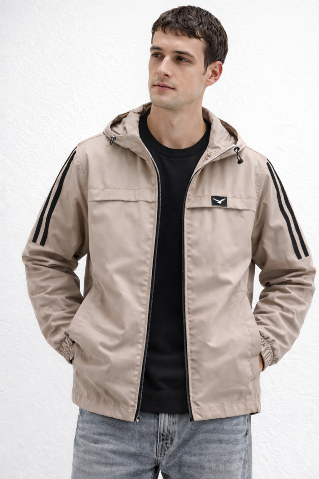 Erkek Taş Rengi Yağmurluk