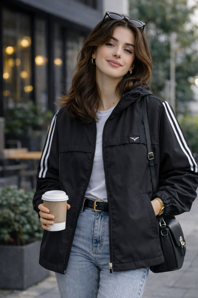 Kadın Siyah Yağmurluk