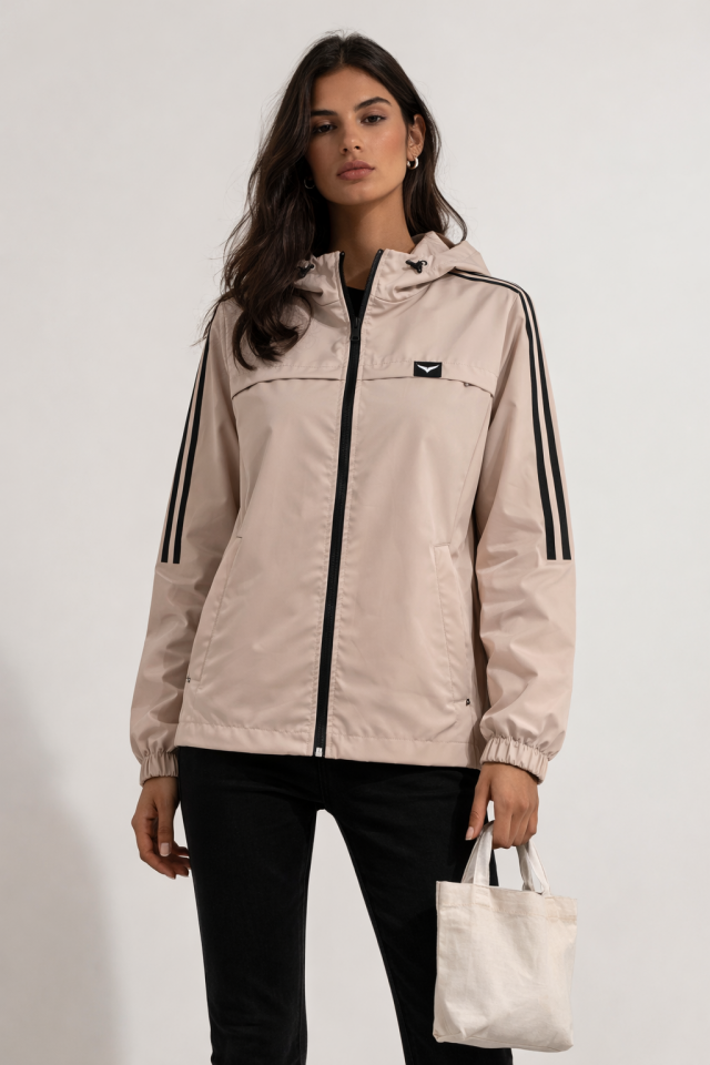 Kadın Taş Rengi Yağmurluk