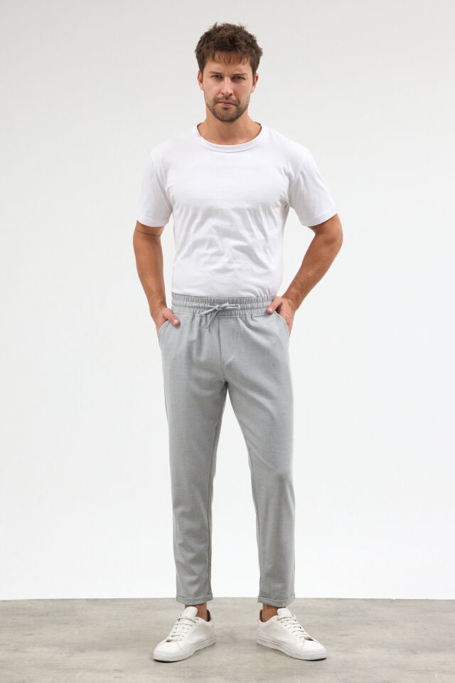 Açık Gri Tapered Fit Pantolon